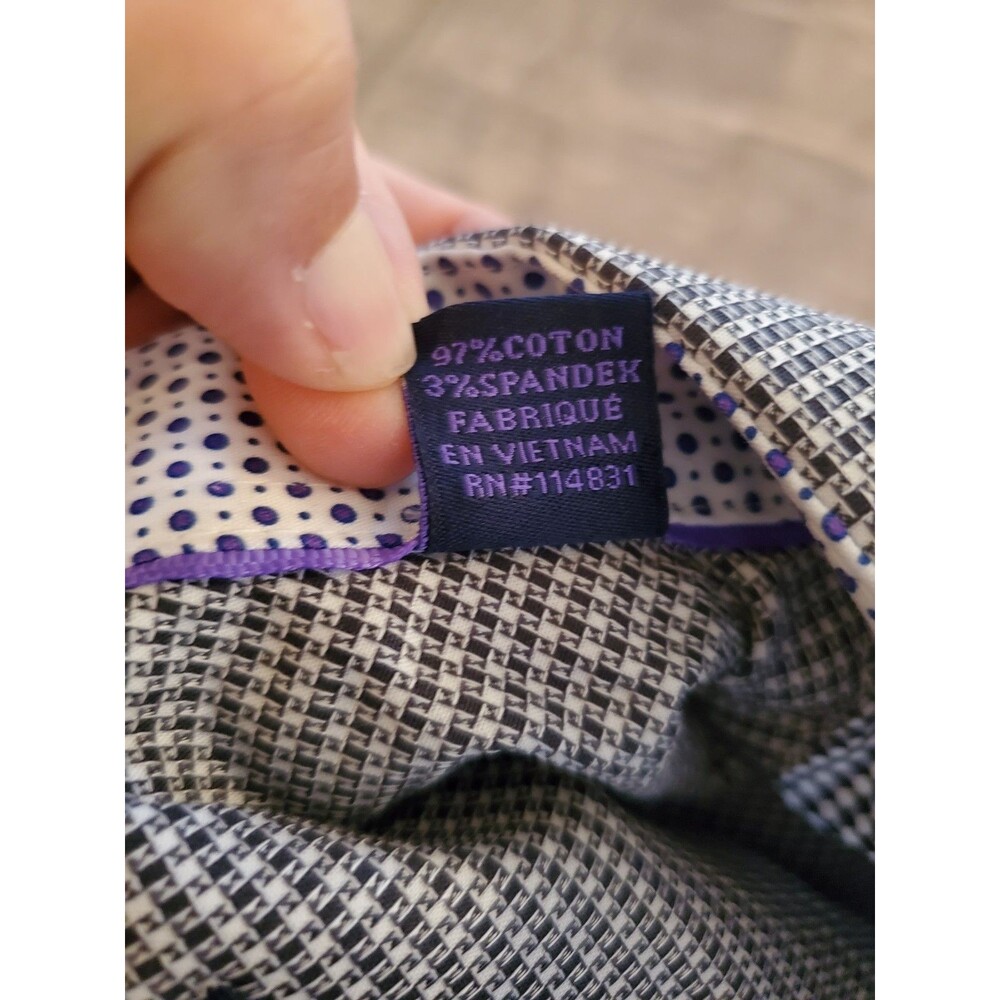 Michelsons of London Wrinkle Free Stretch Gingham Dress Shirt S 14-14.5 32/33 - Picture 15 of 16